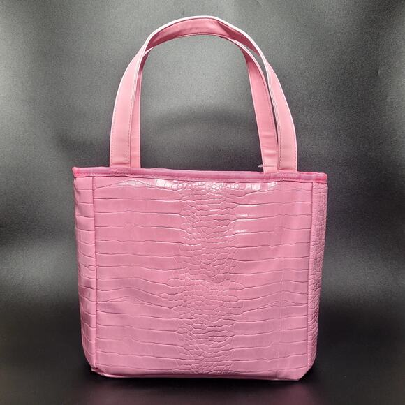 Paris Hilton Pink Faux Croc Zippered Insulated Lunch Bag Tote 12 X 10‎ X 5 NWT - Picture 9 of 11
